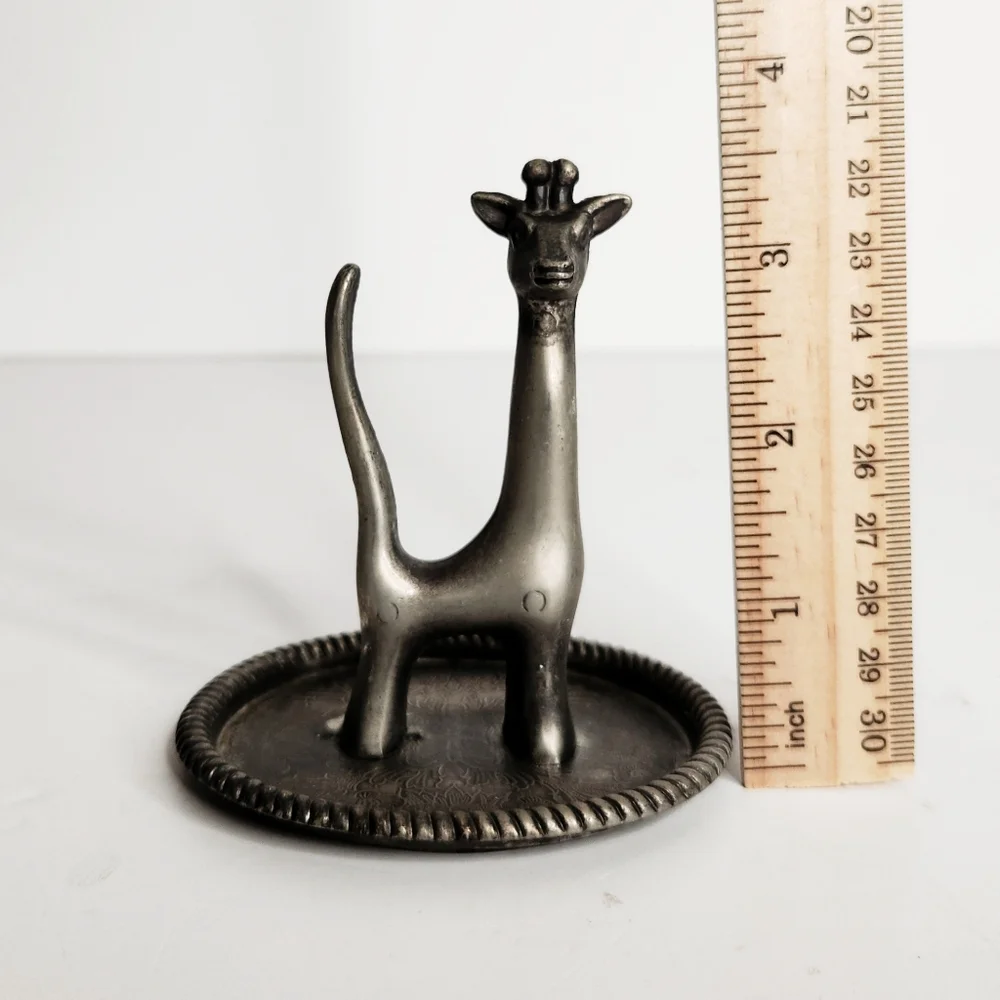 Vintage Silver Plated Giraffe Ring Holder Trinket Dish Hong Kong Whimsical